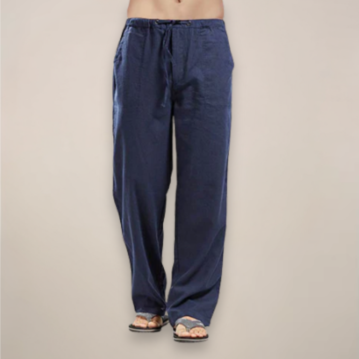 Comfortable men's drawstring pants, relaxed fit for casual wear, ideal for summer and everyday fashion.