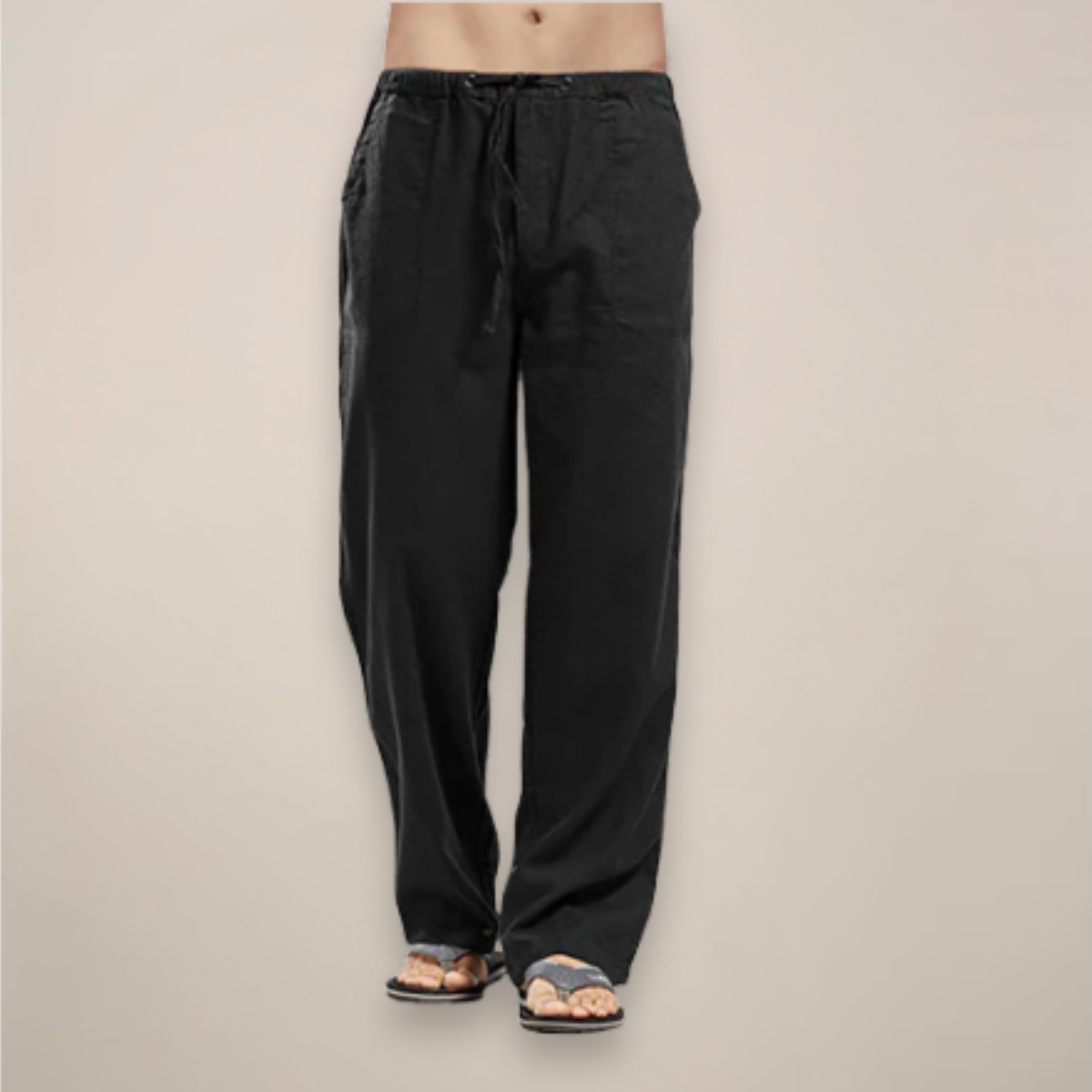 Versatile men's fashion: relaxed fit drawstring pants, offering comfort and style for casual wear.