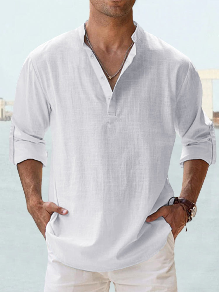 Man enjoying a comfortable, breathable relaxed fit casual shirt, ideal for stylish everyday fashion.