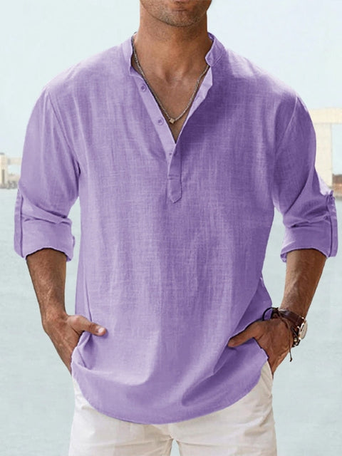 Close-up of a breathable men's relaxed fit casual shirt, emphasizing its stylish fabric and comfort.