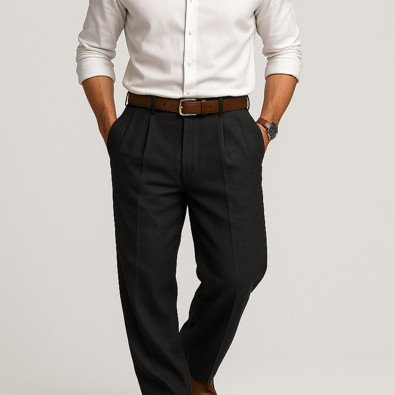 Straight leg men's cotton linen trousers, breathable fabric for ultimate summer comfort.