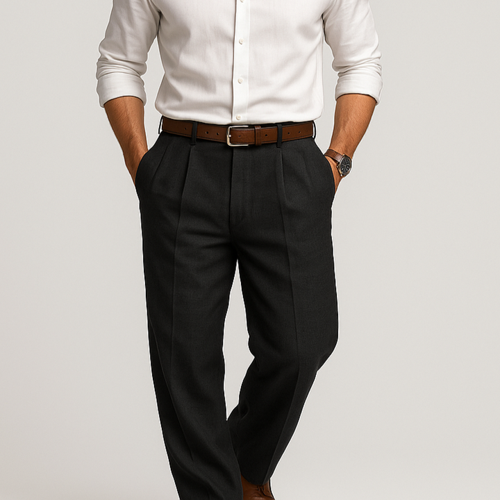Straight leg men's cotton linen trousers, breathable fabric for ultimate summer comfort.