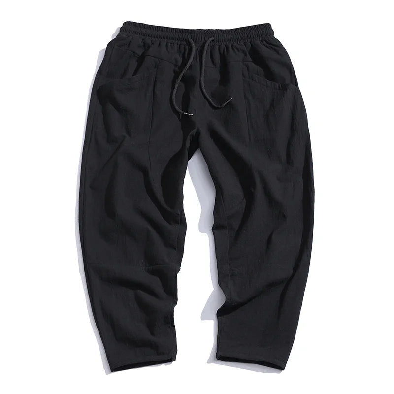 Men's relaxed fit cropped pants, straight leg chinos, ideal for comfortable, modern casual wear.