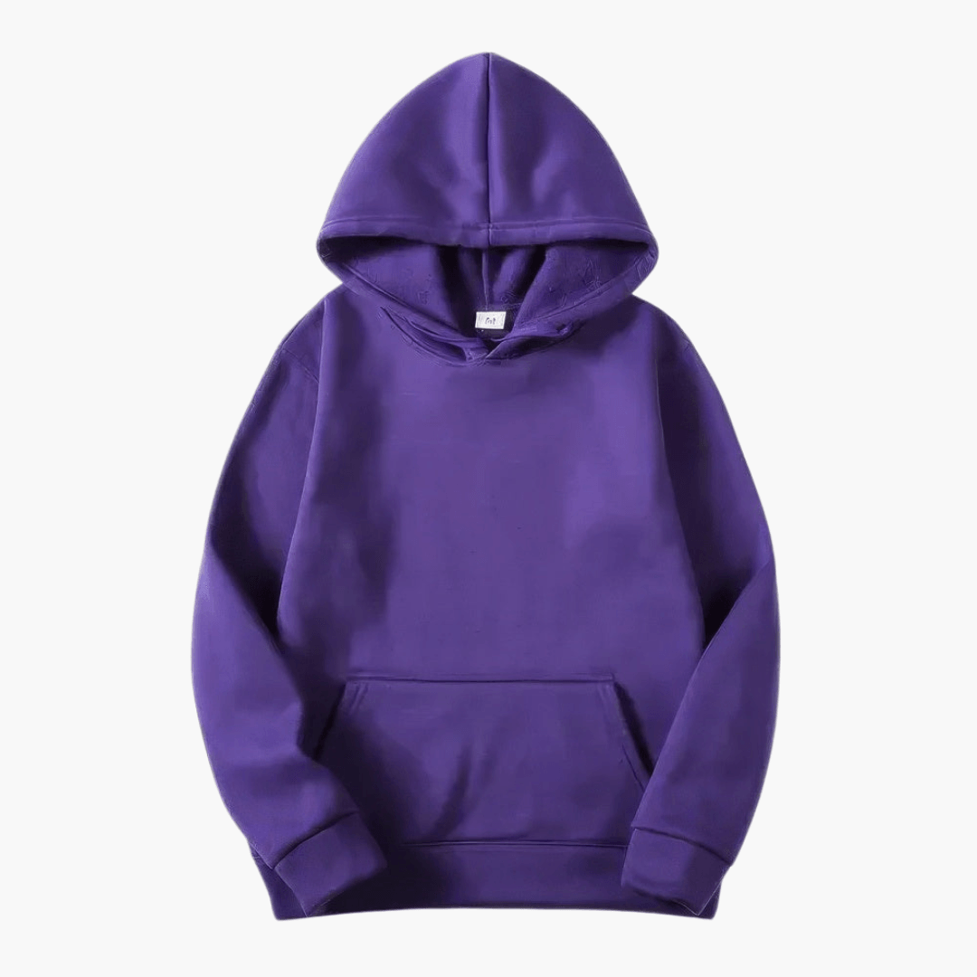 Essential black men's hoodie, relaxed fit, front pouch pocket, versatile streetwear