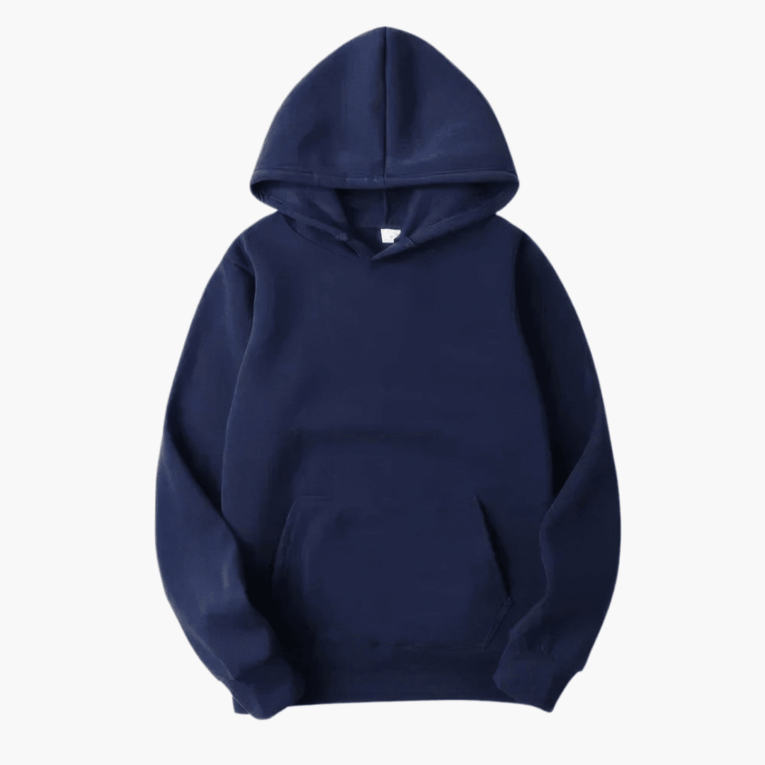 Casual grey men's pullover hoodie with drawstring, comfortable winter fashion