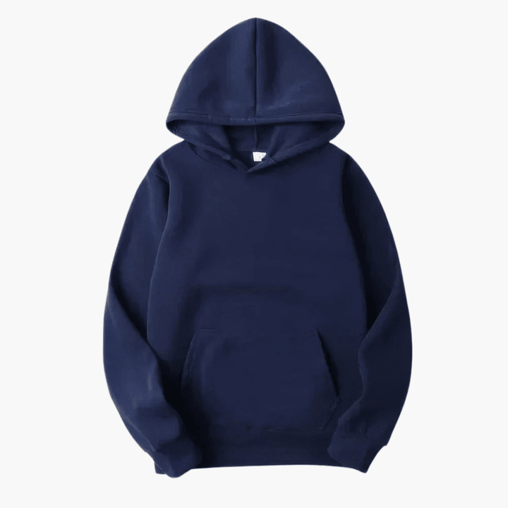 Casual grey men's pullover hoodie with drawstring, comfortable winter fashion