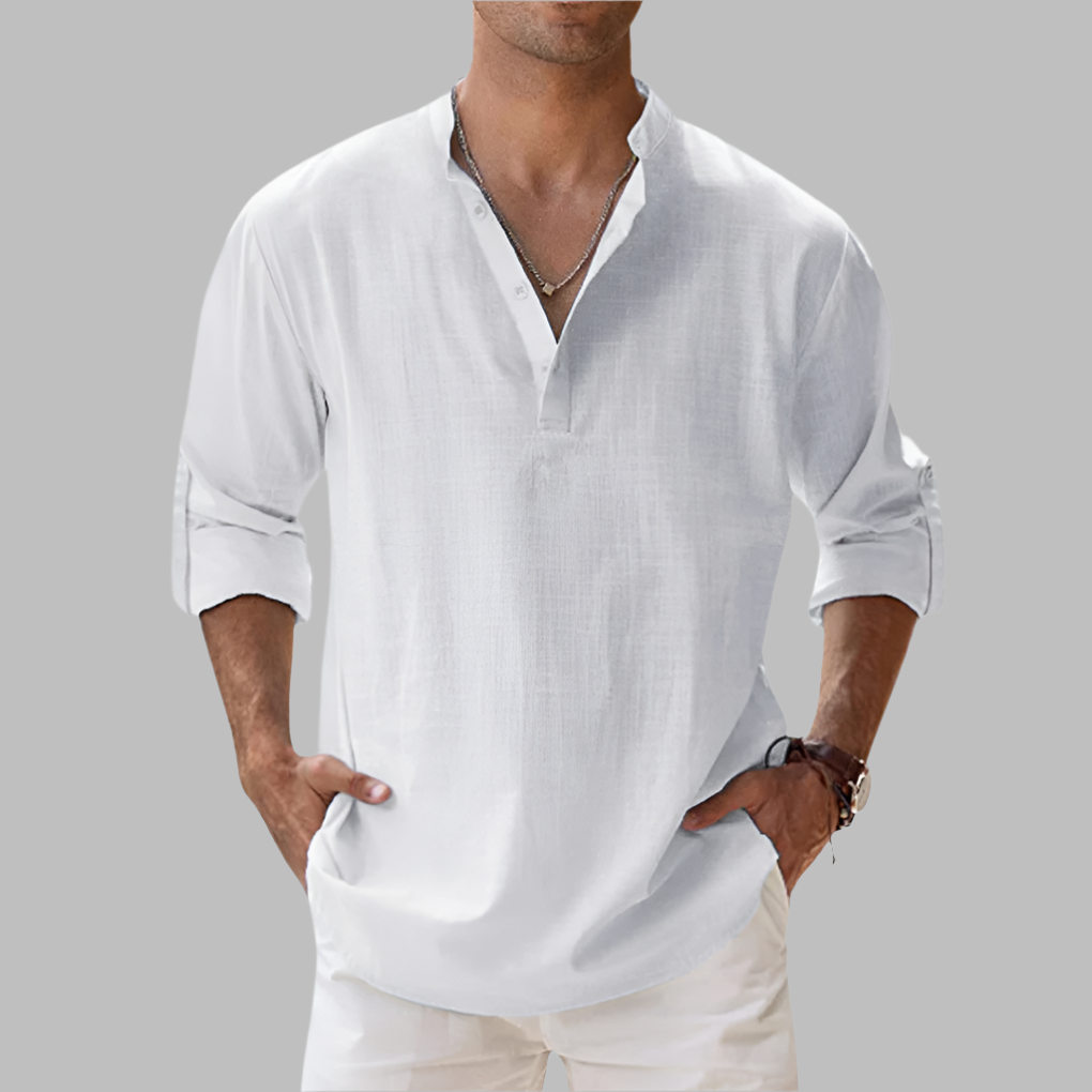 Casual men's linen shirt with a relaxed fit, ideal for stylish summer outfits
