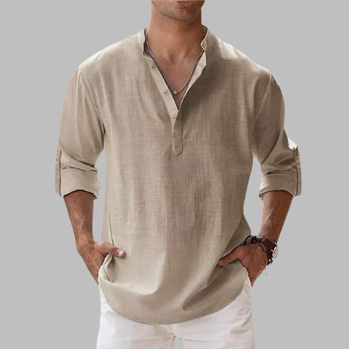 Stylish new men's relaxed fit linen casual shirt, great for vacation and leisure