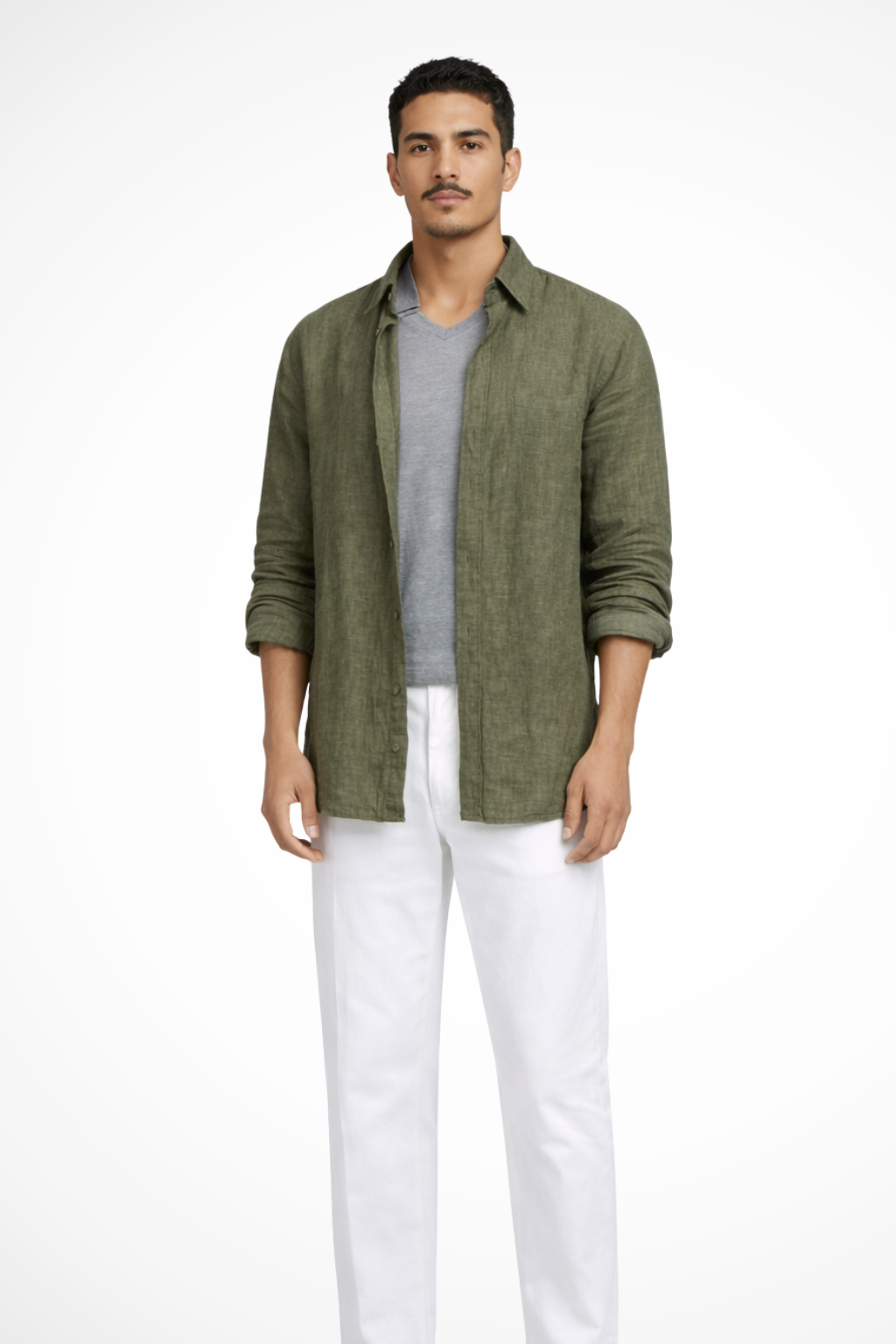 Men's relaxed fit long sleeve button-down shirt, a versatile casual top for spring & summer fashion.
