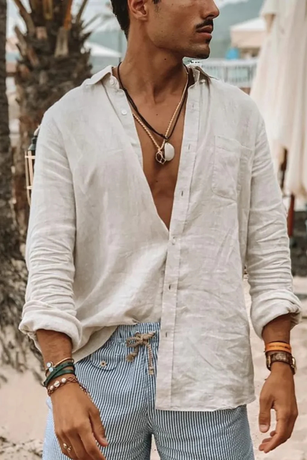 Men's casual long sleeve button-down shirt with a relaxed fit, a must-have top for spring & summer style.