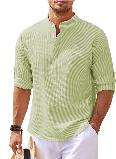 Stylish men's fashion long sleeve relaxed fit casual shirt, ideal for versatile menswear.