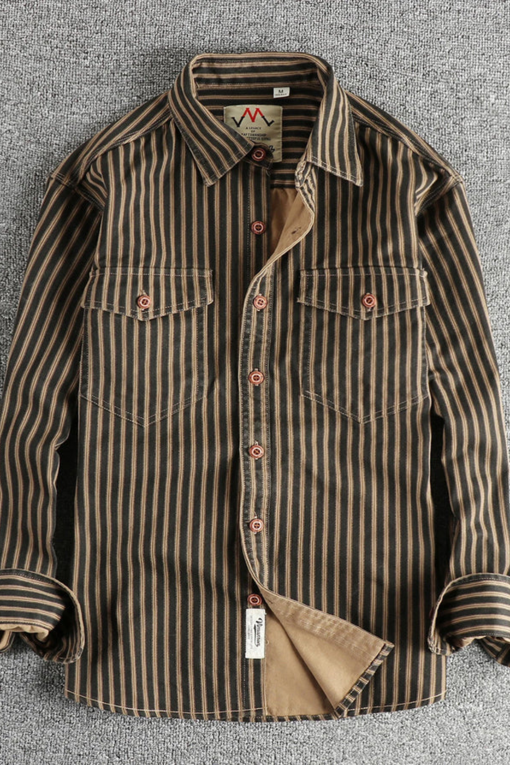 Loose fit men's striped long sleeve shirt, perfect for a relaxed casual look.