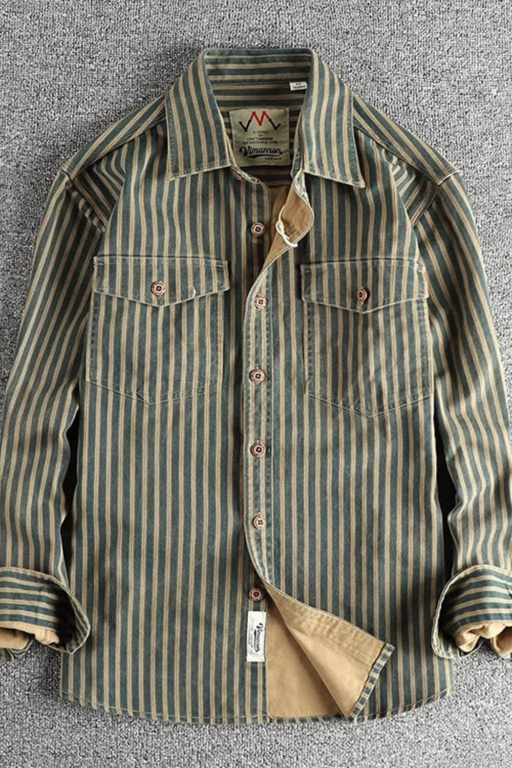 Versatile men's striped long sleeve button-up shirt with a relaxed fit for casual occasions.