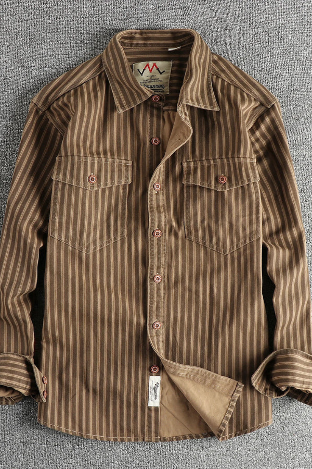 Men's loose fit striped long sleeve button-up shirt, a stylish choice for relaxed casual fashion.