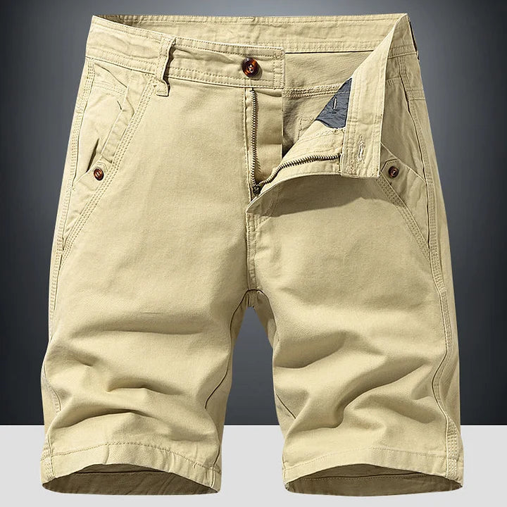 Comfortable men's summer chino shorts, perfect for vacation, beachwear, or relaxed everyday outfits.