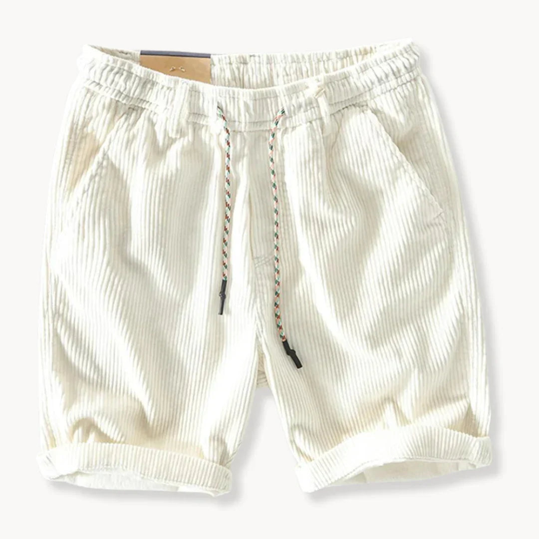 Adjustable drawstring men's summer shorts. Relaxed fit with deep pockets, ideal for warm weather comfort.