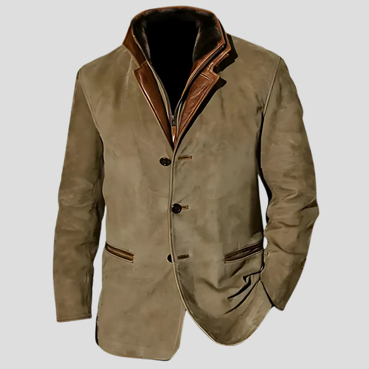 New3 men's retro jacket: a lightweight polyester coat with a contrasting collar, ideal for transitional weather
