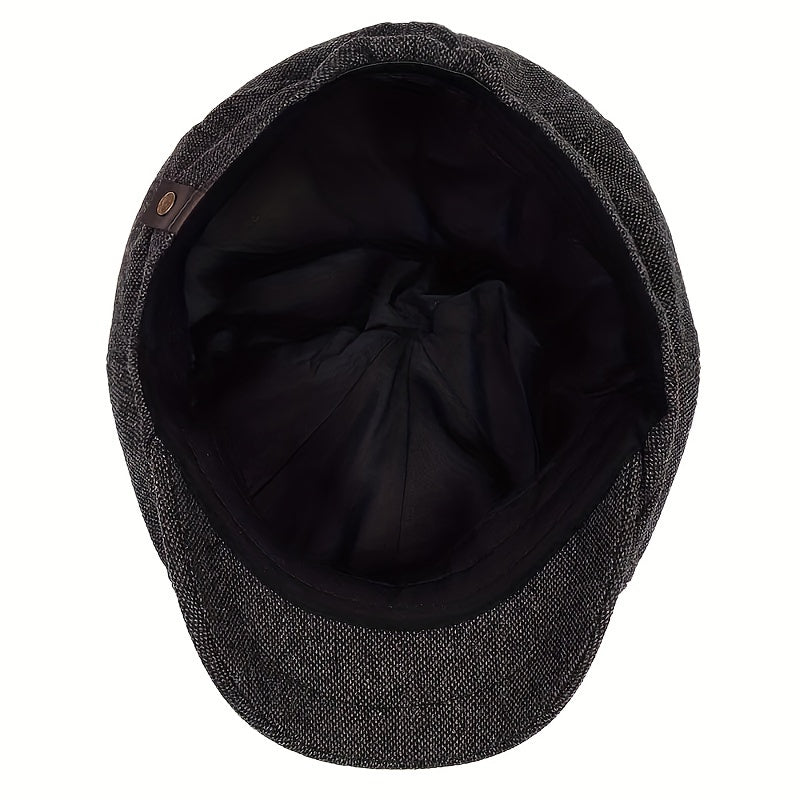 Versatile men's retro flat cap, herringbone, a classic vintage fashion statement.