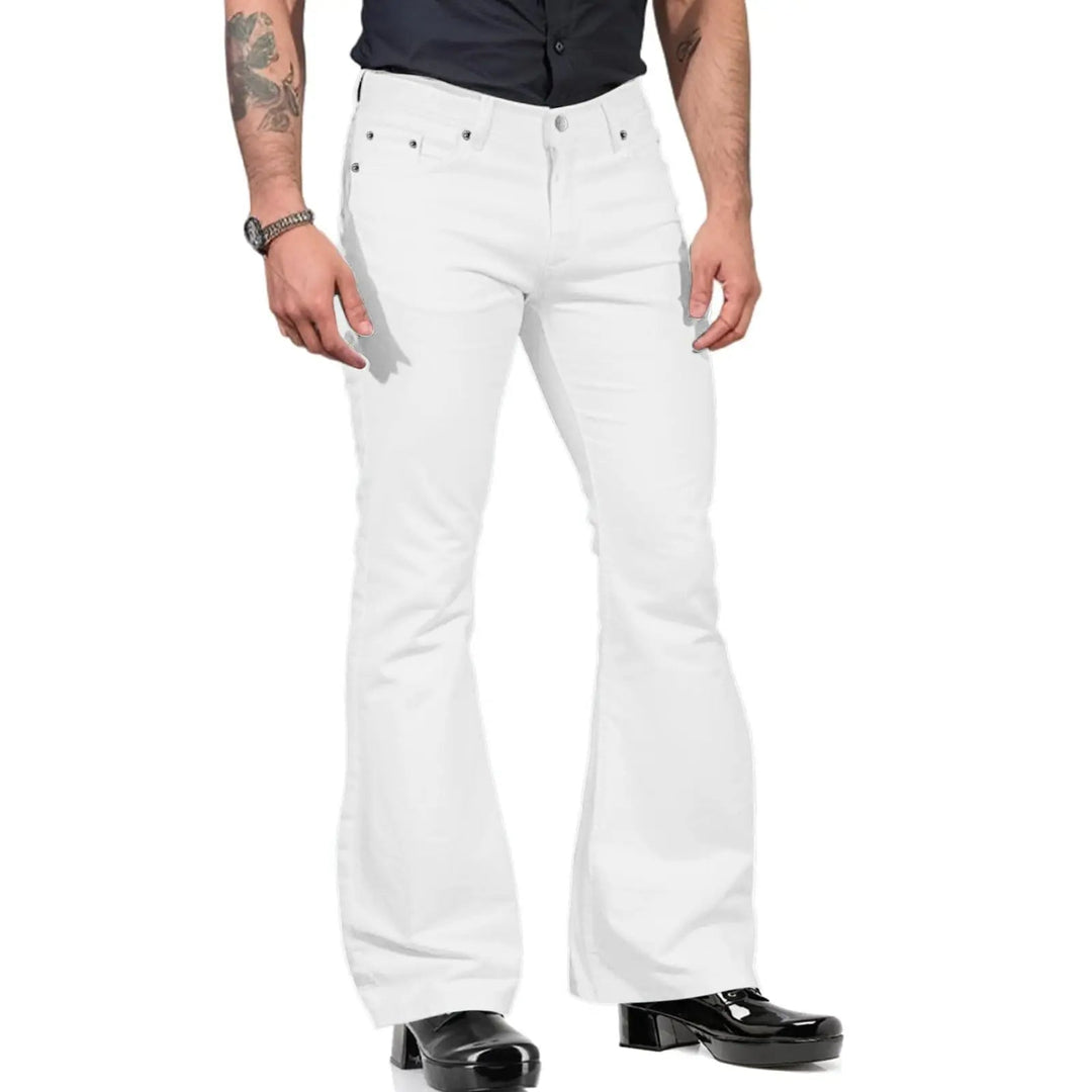Classic men's retro style flared trousers, tailored for a sleek fit. Perfect khaki pants for modern men's fashion.