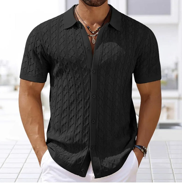 Men's classic retro polo shirt with a distinct pattern, perfect for a stylish casual look.