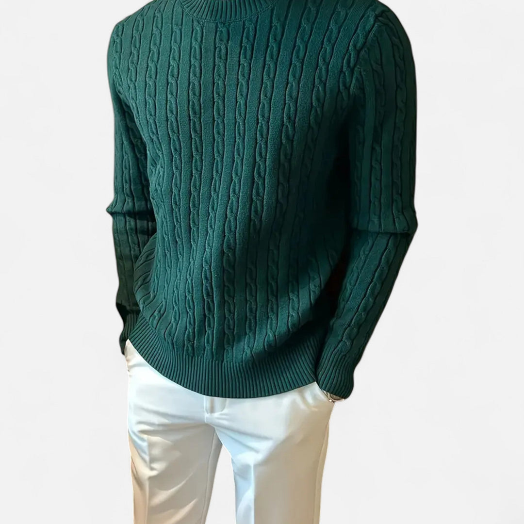 Effortlessly stylish men's ribbed knit crew sweater, perfect for autumn fashion, layering, & daily comfort.