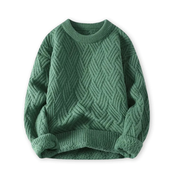 Elegant men's ribbed winter sweater. Crew neck design, providing warmth and style for cold weather.