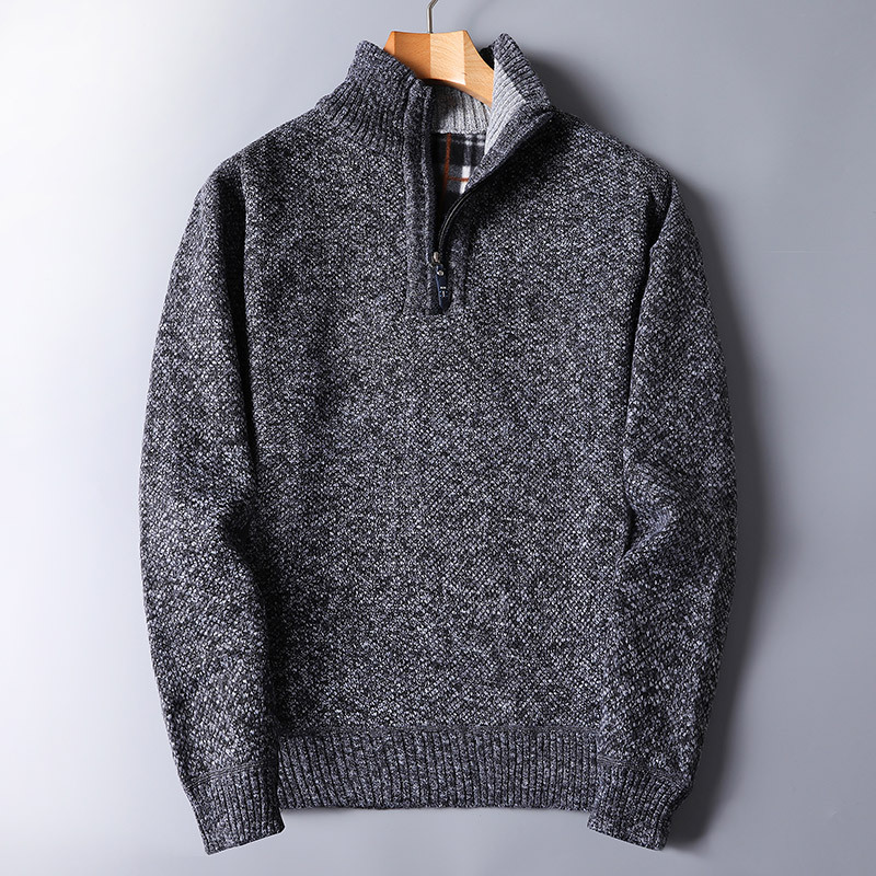 Men's ribbed quarter zip sweater with mock neck for casual winter style. Cozy & versatile layering piece.