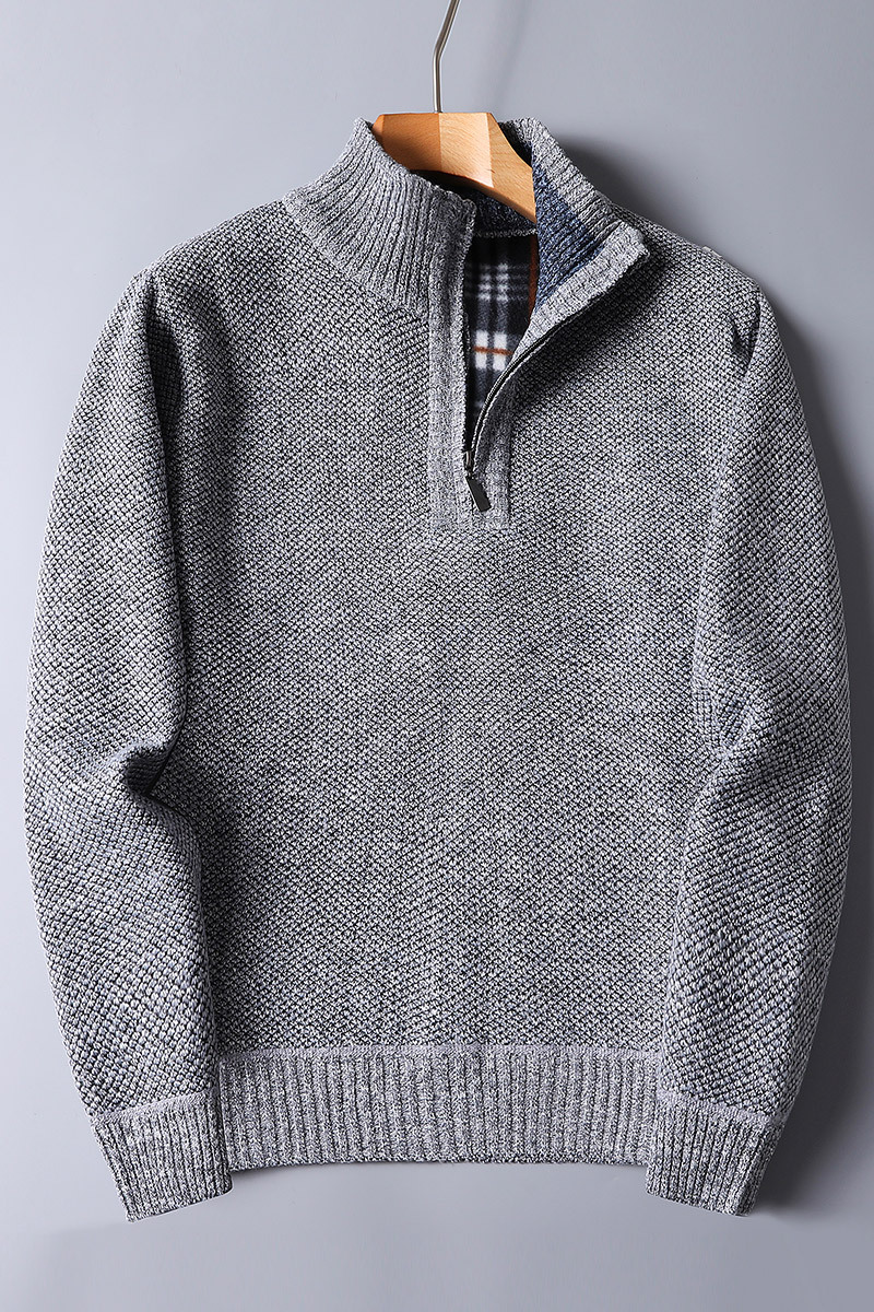 Cozy men's ribbed quarter zip sweater, mock neck design for stylish fall & winter layering. Everyday comfort.
