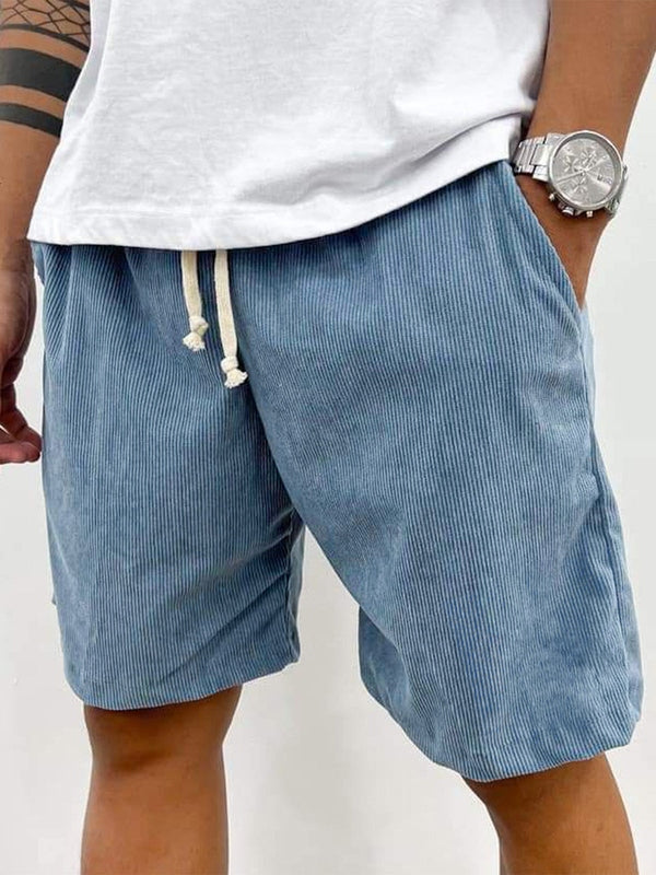 Men's ribbed texture stretch shorts, comfortable & casual fit, perfect for summer.