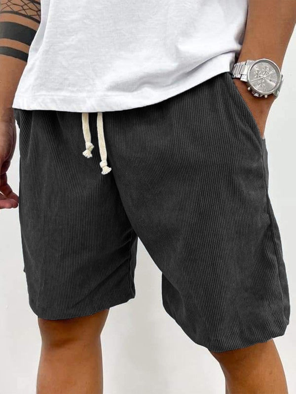Relaxed fit men's ribbed stretch shorts, ideal for casual wear & ultimate comfort.