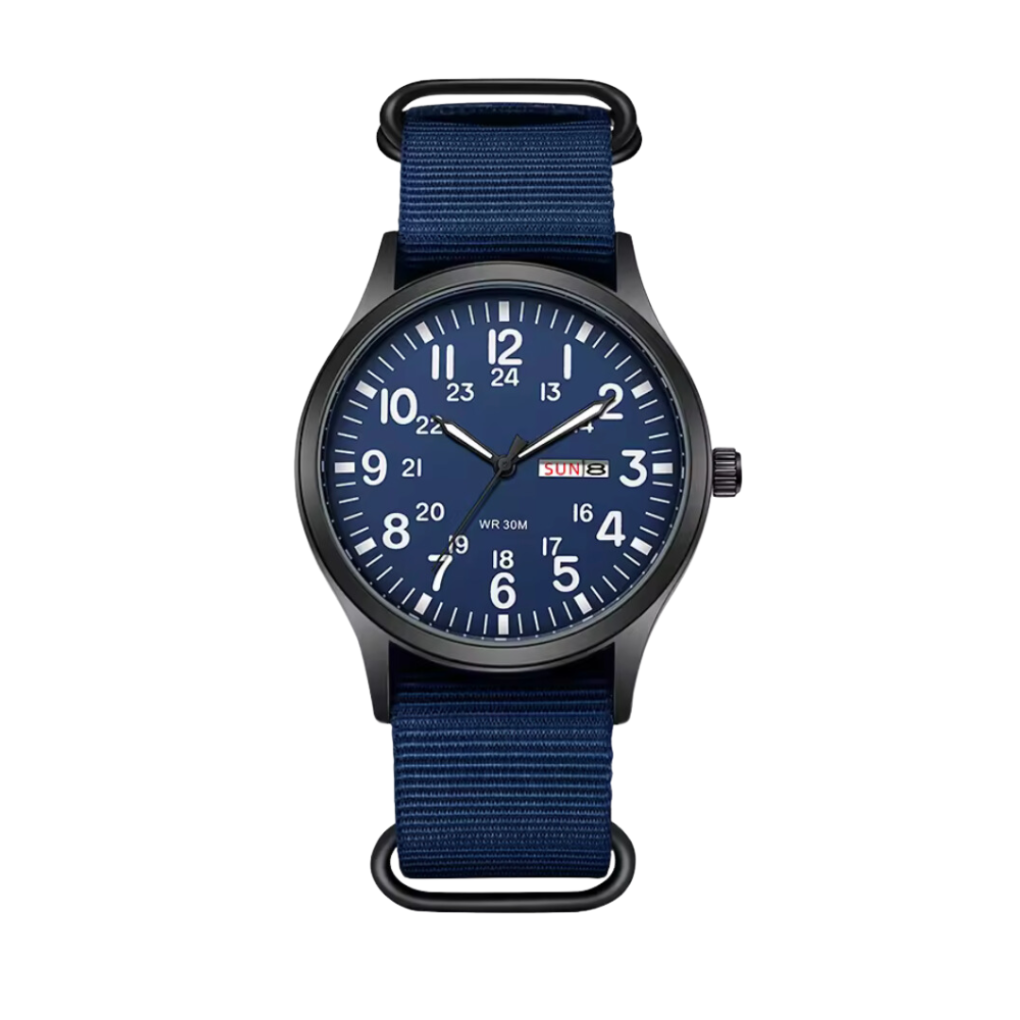 Tactical men's adventure watch; a durable, water-resistant rugged timepiece for outdoor enthusiasts & extreme sports.