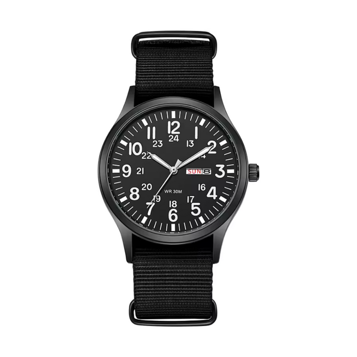 Men's durable outdoor military watch with precise quartz movement, rugged design, water resistant, great gift for him.