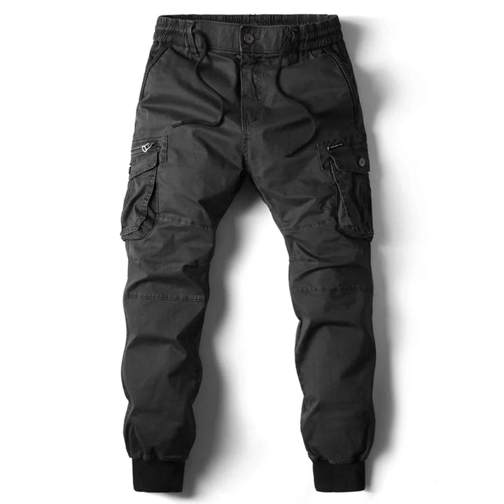 Men's rugged outdoor cargo pants, multi-pocket design, durable for adventure & everyday wear.