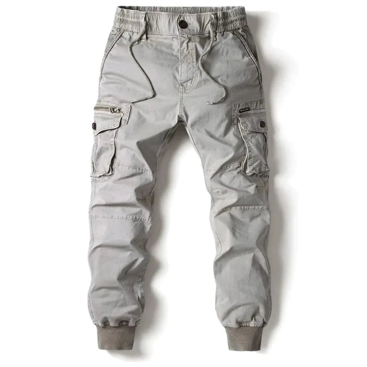 Tactical men's cargo trousers with multi-pocket design, ideal for active wear & outdoor activities.