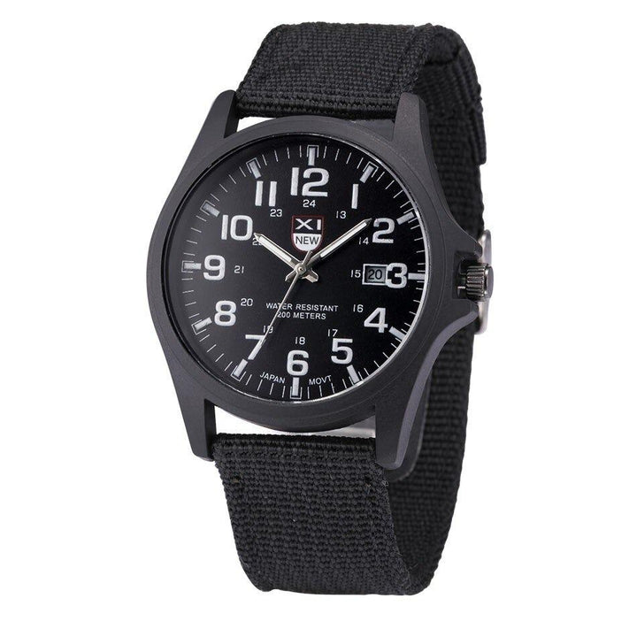 Sporty men's watch, water-resistant up to 100m, featuring a durable stainless steel case and comfortable strap.