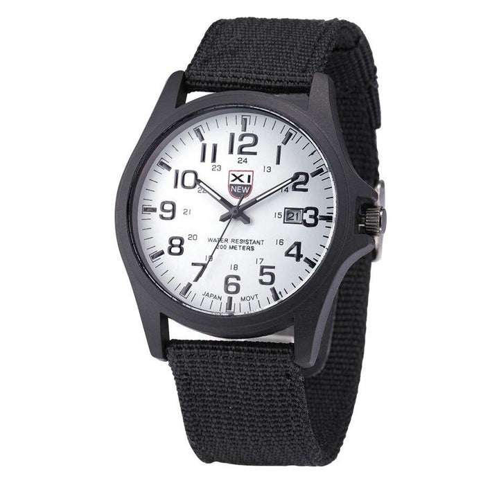 Durable men's outdoor watch, black and silver, built for extreme conditions with a rugged and sporty appearance.