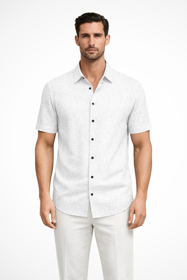 Men's short sleeve button down summer shirt in a relaxed, casual fit. Ideal for warm weather.