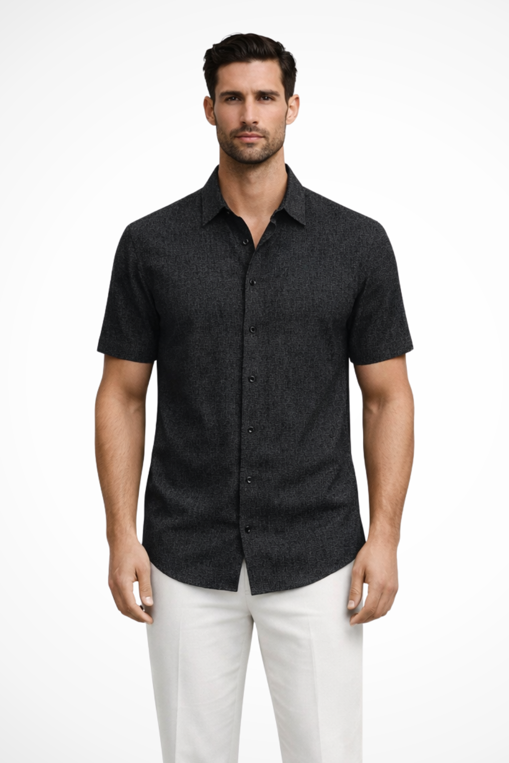 Men's summer short sleeve button down shirt. Relaxed fit for effortless casual style.