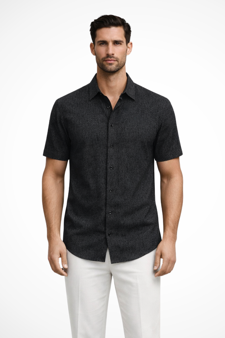 Men's summer short sleeve button down shirt. Relaxed fit for effortless casual style.