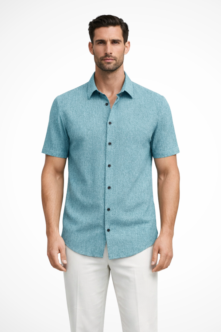 Versatile men's summer shirt, short sleeve button down. Great for smart casual & everyday wear.