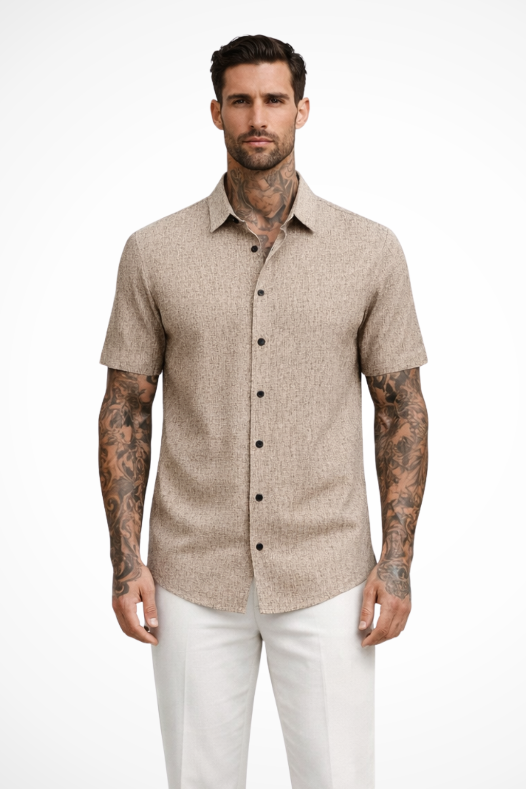 Comfortable men's short sleeve button down shirt. A must-have summer top for casual style.