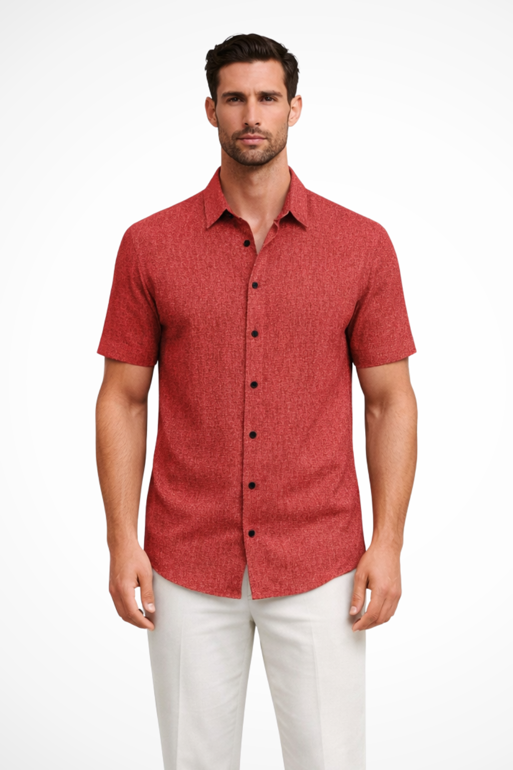 Lightweight men's short sleeve button down summer shirt. Perfect for a breezy, casual style.