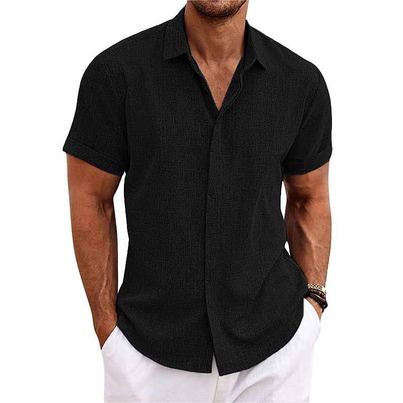 Men's summer button front short sleeve shirt. Casual relaxed fit, great for vacation & beach style.