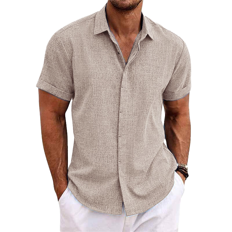 Relaxed fit men's summer shirt, short sleeve, button front casual wear. Ideal for beach, vacation & daily outfits.