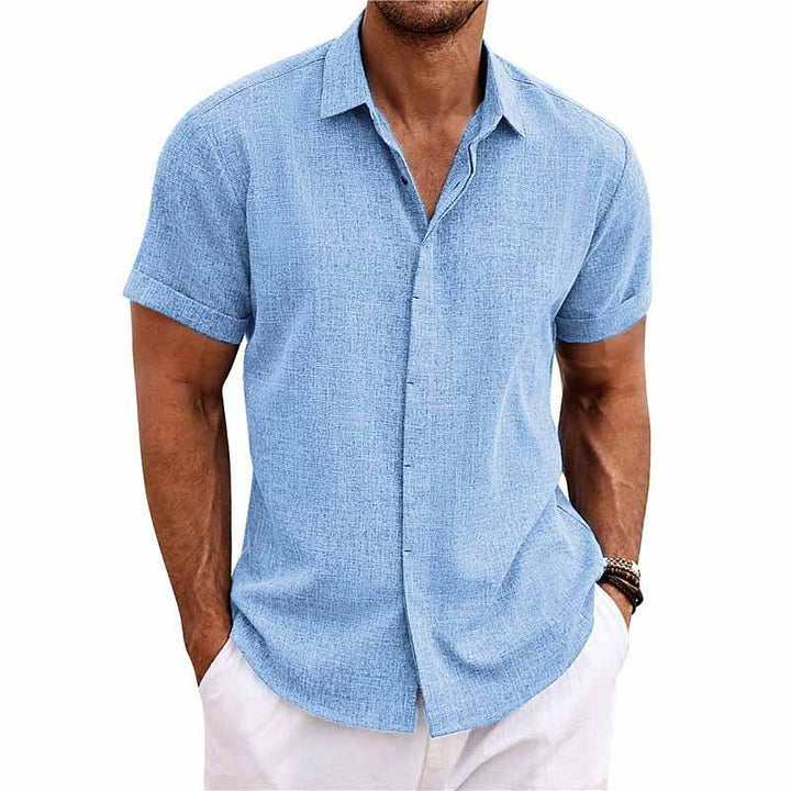 Men's casual short sleeve button front shirt. Summer style, perfect for vacations, beach & everyday wear.