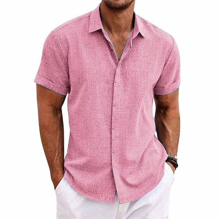 Men's summer vacation shirt, short sleeve, button front. Casual relaxed fit for beach and everyday outfits.