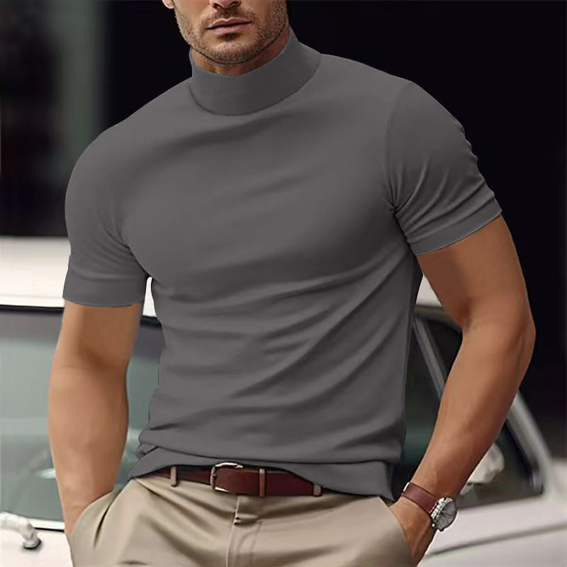 Fashionable men's short sleeve turtleneck top, a comfortable and modern t-shirt for daily style.