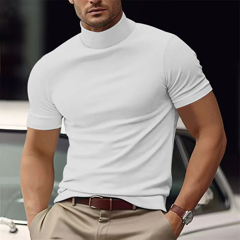 Comfortable men's short sleeve turtleneck top, ideal for a stylish, versatile, everyday look.