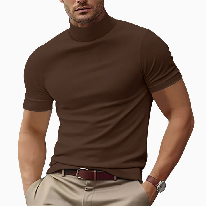 Stylish men's short sleeve turtleneck top, a comfortable and modern t-shirt for daily fashion.