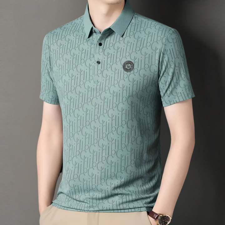 Men's short sleeve vertical stripe button-up shirt, ideal for smart casual summer fashion.
